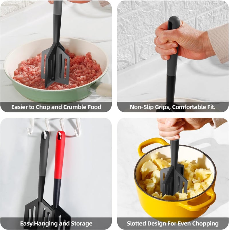 Mage Crab Meat Chopper, Heat Resistant Meat Masher for Hamburger, Ground Beef Smasher, Non Stick Mix Ground Chopper, Mix and Chop Potato Masher Tool 2in1 Twist Design - Image 5